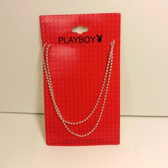 Playboy Necklace -Dog tag style Chain 28" inches Silver Plated New - Picture 5 of 5